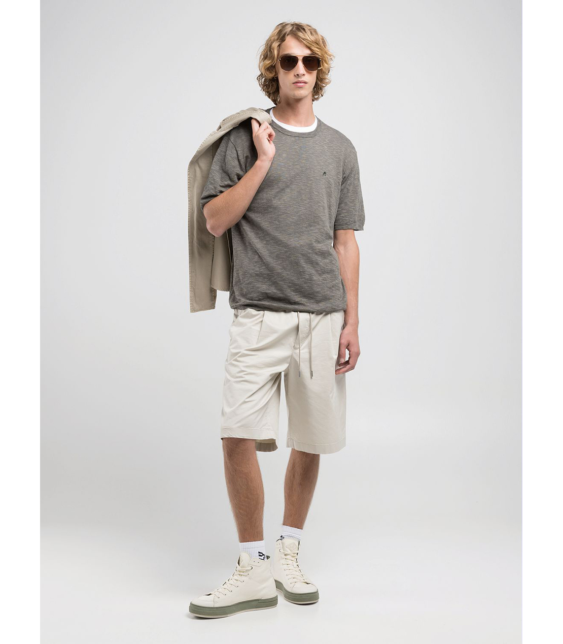 スラブコットンビスコース メランジ半袖ニット 詳細画像 ピスタチオ 3